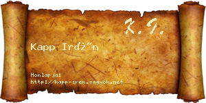 Kapp Irén névjegykártya